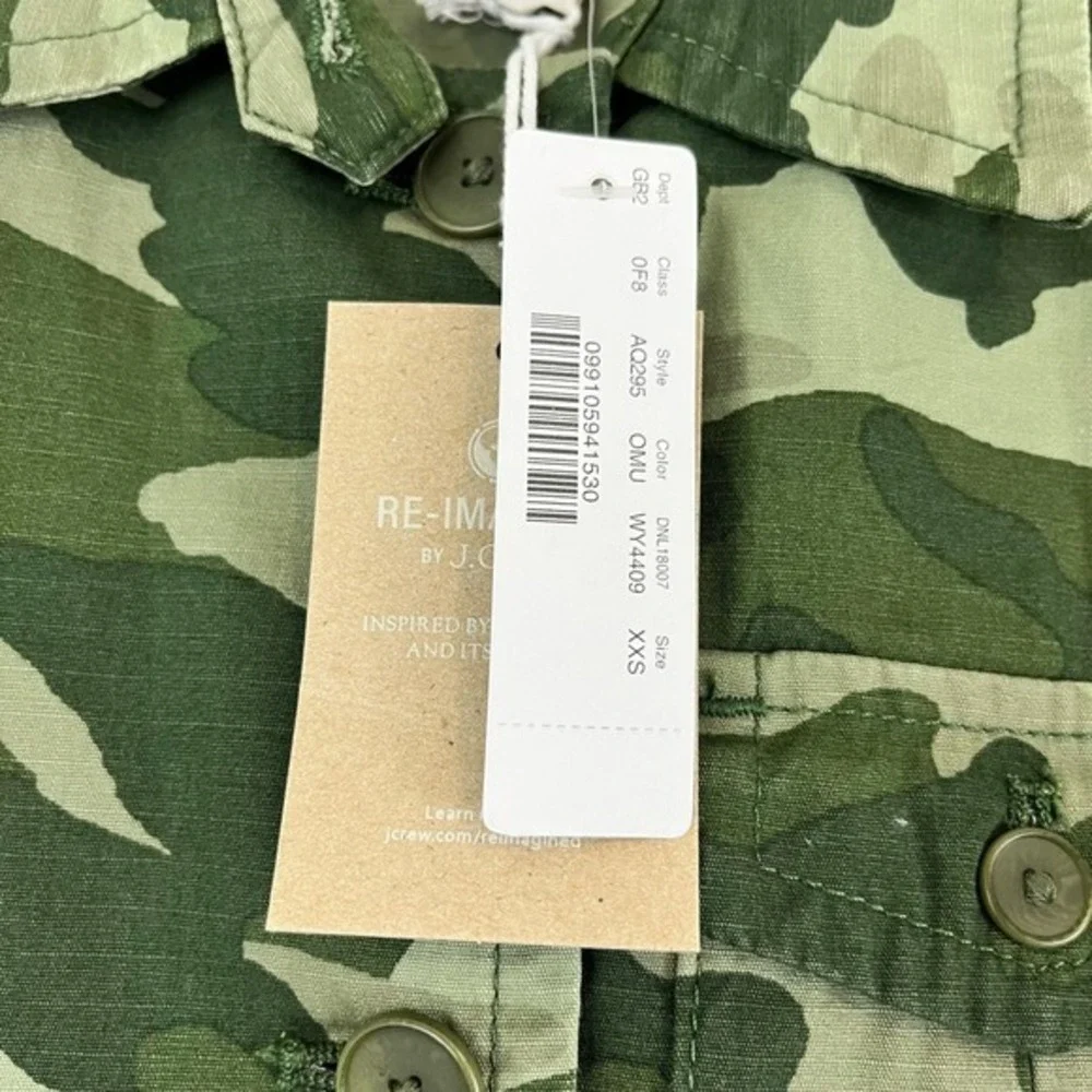 J Crew Shacket Womens XXS‎ Camo Trench Utility 100% Cotton It Girl NWT